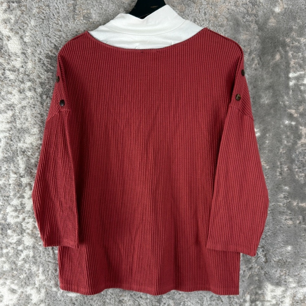 Croft Barrow Size L Ribbed Turtleneck Casual Top Red Long Sleeve Pullover